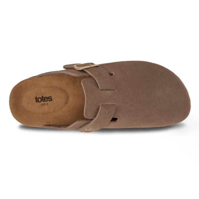 totes Ladies Suede Clog Light Brown Extra Image 4